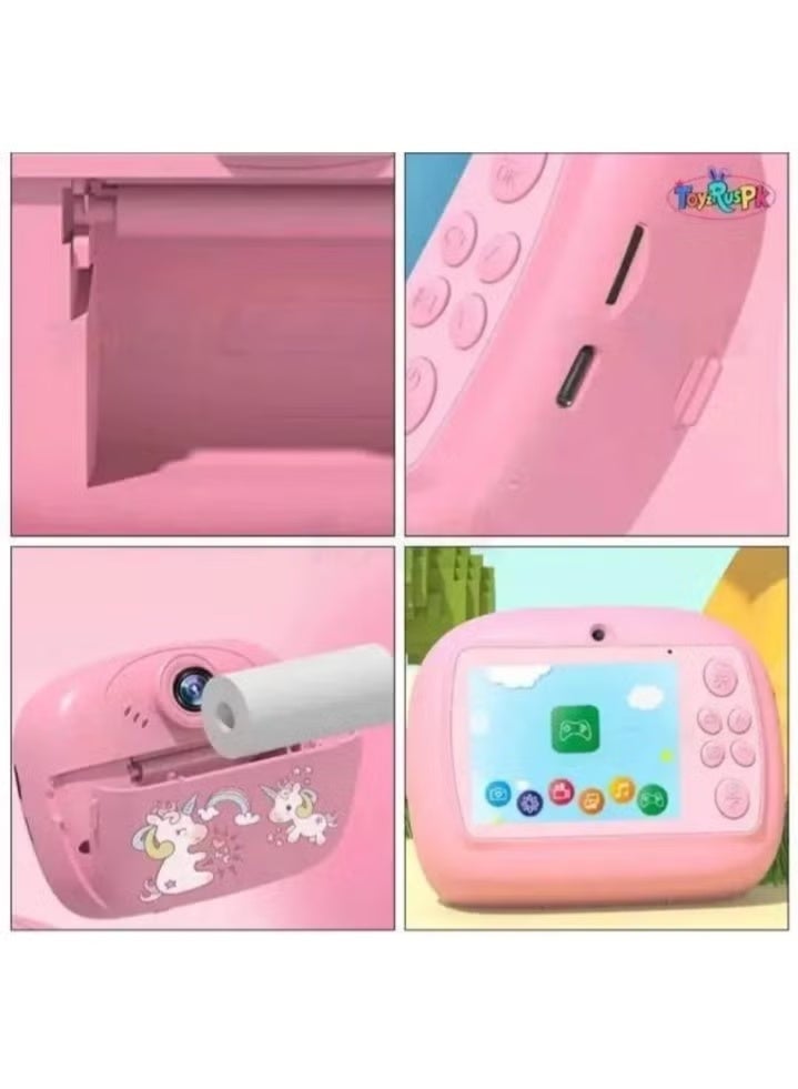 Instant Print Digital Camera for Kids – Zero Ink Thermal Printer with Dual Lens, Portable Selfie Toy Camera for Boys and Girls, Pink Panda Edition - Image 2